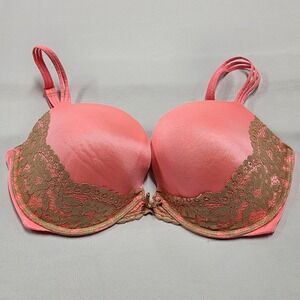 VICTORIA'S SECRET Very Sexy Push Up Bra Coral Pink Lace 38DD Padded Underwire
